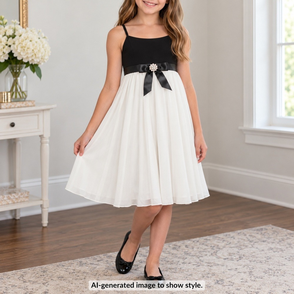 Bonnie Jean Girls Black White Formal Party Recital Dress Holiday Size 10